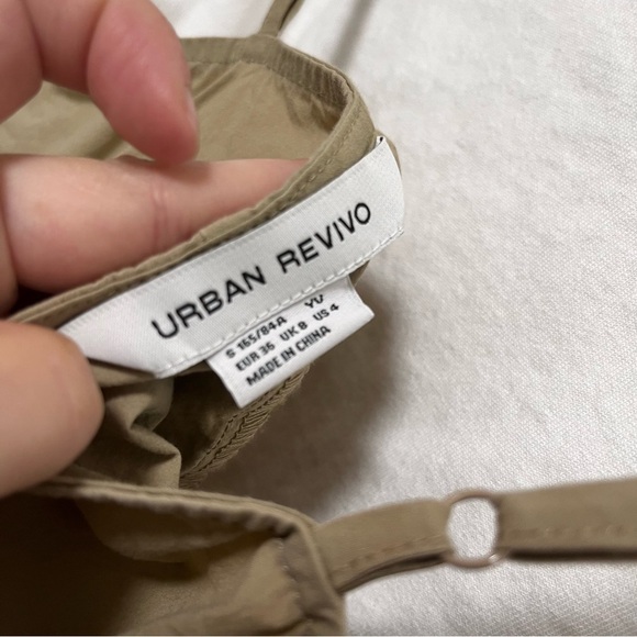 URBAN REVIVO Cargo Khaki 2 in 1 T Shirt Mini Dress Size US 4 - Picture 4 of 8